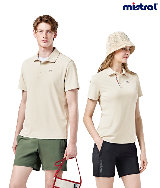 미스트랄 스판 반팔카라티셔츠 / 66312H / 오트밀
